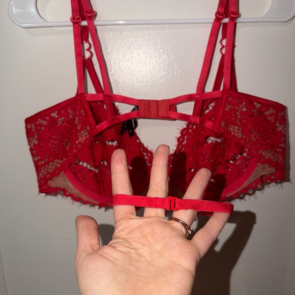 For Love and Lemons Rose Rosa Red Heart Lace Bra XL - Picture 11 of 15